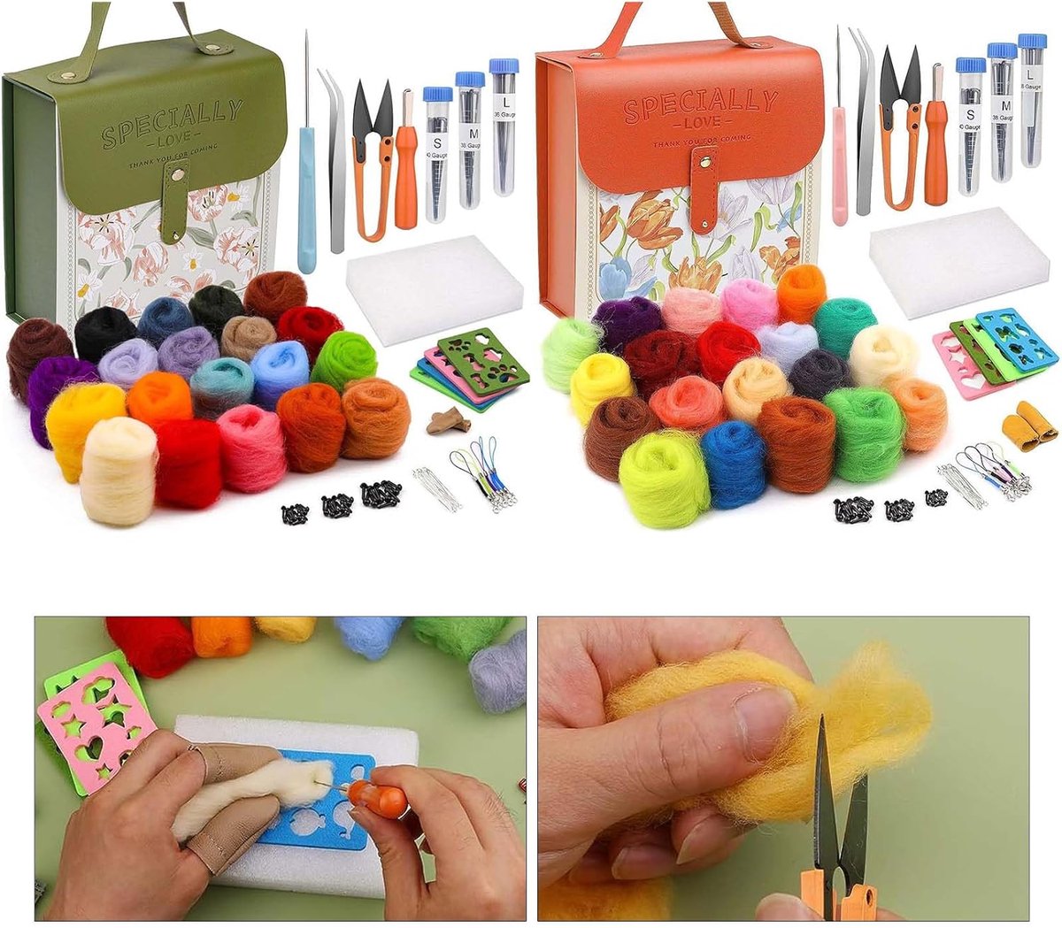 BOTC Naaldvilten - Starterset - Incl. Tools en doos - Needle felting - Pakket - Gekaarde wol - Viltnaalden - Groente — afbeelding 7