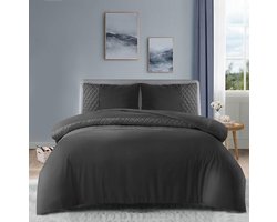 Dekbeddenwereld- Ultiem zacht velvet- velvet diamond - dekbedovertrek- Lits Jumeaux- 240x200/220 - Antraciet