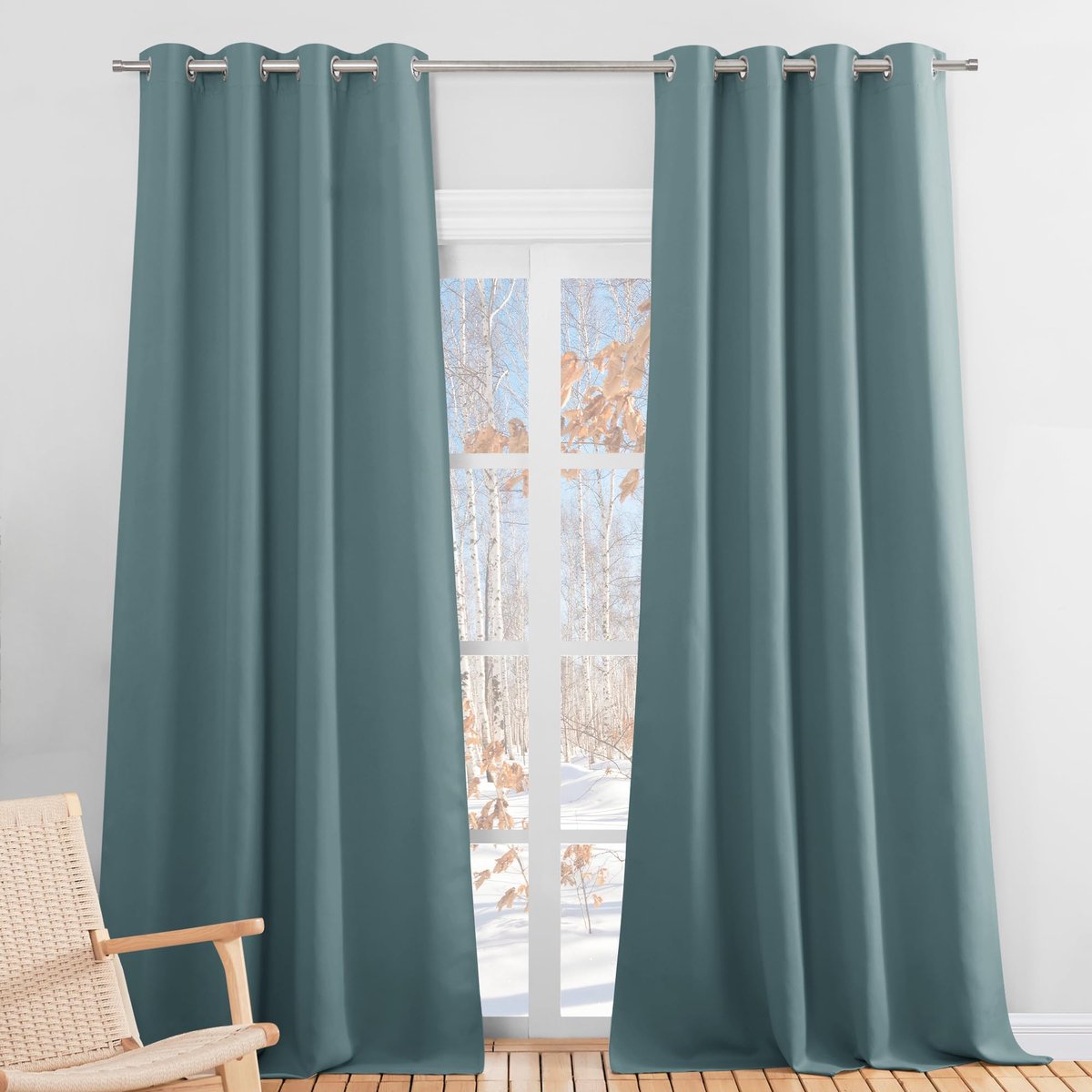 Unyqoos Ondoorzichtige verduisteringsgordijnen set van 2 voor woonkamer in Arctisch blauw turquoise