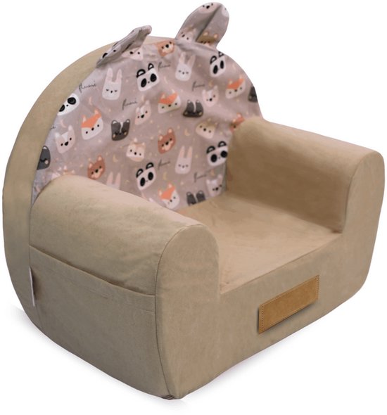 Flumi Kinderfauteuil van schuim - Beige met berenprint van Merkloos — afbeelding 5