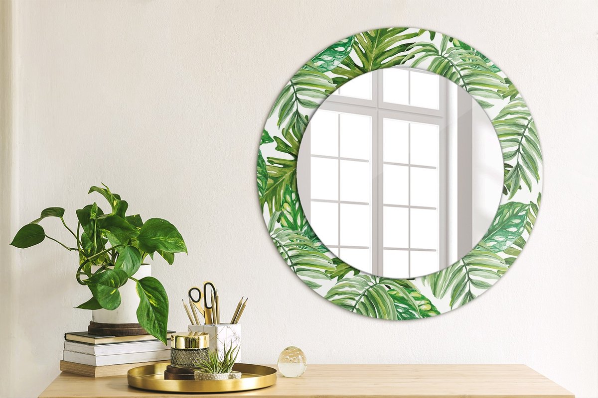Coloray Bedrukte Spiegel - Junglebladeren Spiegel Met Bedrukte Lijst - 50 cm - Groente Bedrukte Spiegel - Spiegel Met Bedrukte Lijst - Spiegel Met Decoratie - Spiegel Lijst Met Print
