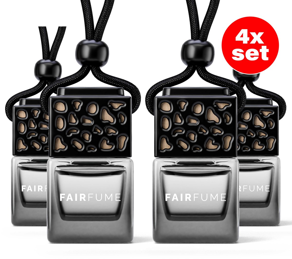 Fairfume® – Auto Parfum Set 4 Stuks – Mystery Geurverfrisser Voor Mannen – Geïnspireerd op Designer Geuren – Luxe Autoaccessoire & Cadeau - Dark Grey