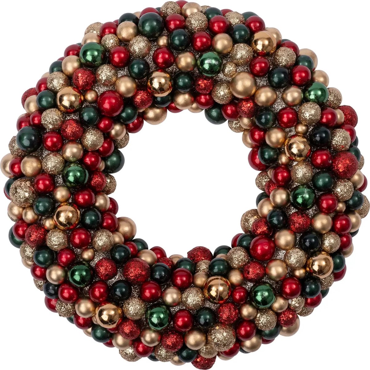 Kerstkrans Kerstballen | Kerst kleuren | Rood - Groen - Goud | D33 x H6 cm