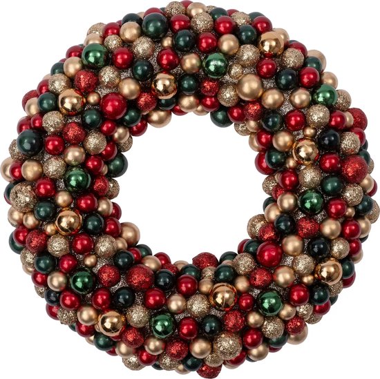 Deurkrans van 40 cm voor Kerstmis, kunstkerstkrans voor de deur, rode