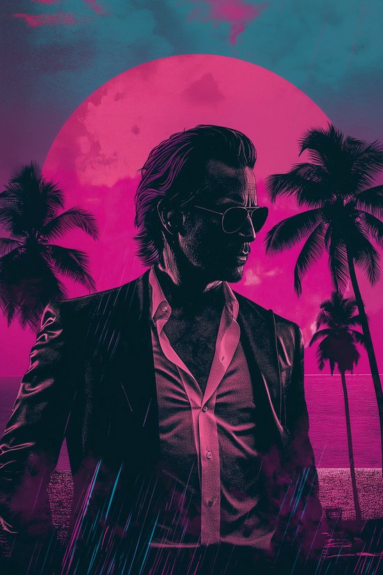 Affiche James Sonny Crockett - Affiches de Film - Miami Vice - Rétro - Détective - Décoration Murale Salon - Papier 180 grammes - 3250LVD - Format 60 x 90 cm