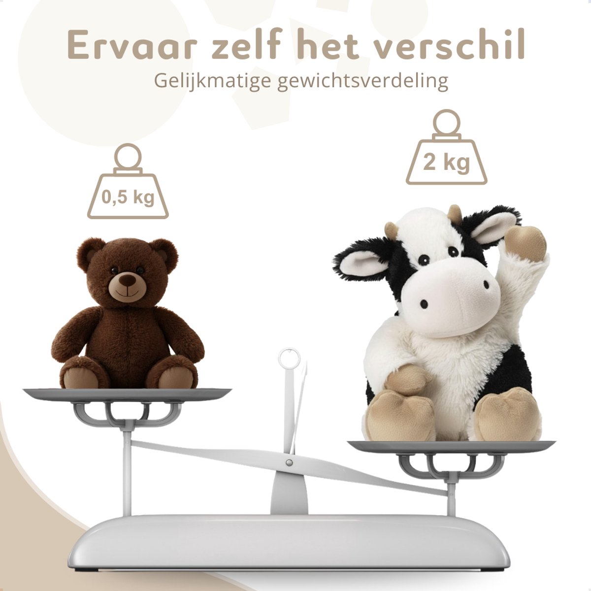 Yellies Verzwaringsknuffel Koe - Verzwaarde Knuffel - Weighted Stuffed Animal - Sensorisch Speelgoed - Zware Knuffel Anxiety - Plushie - 45cm/2kg — afbeelding 6