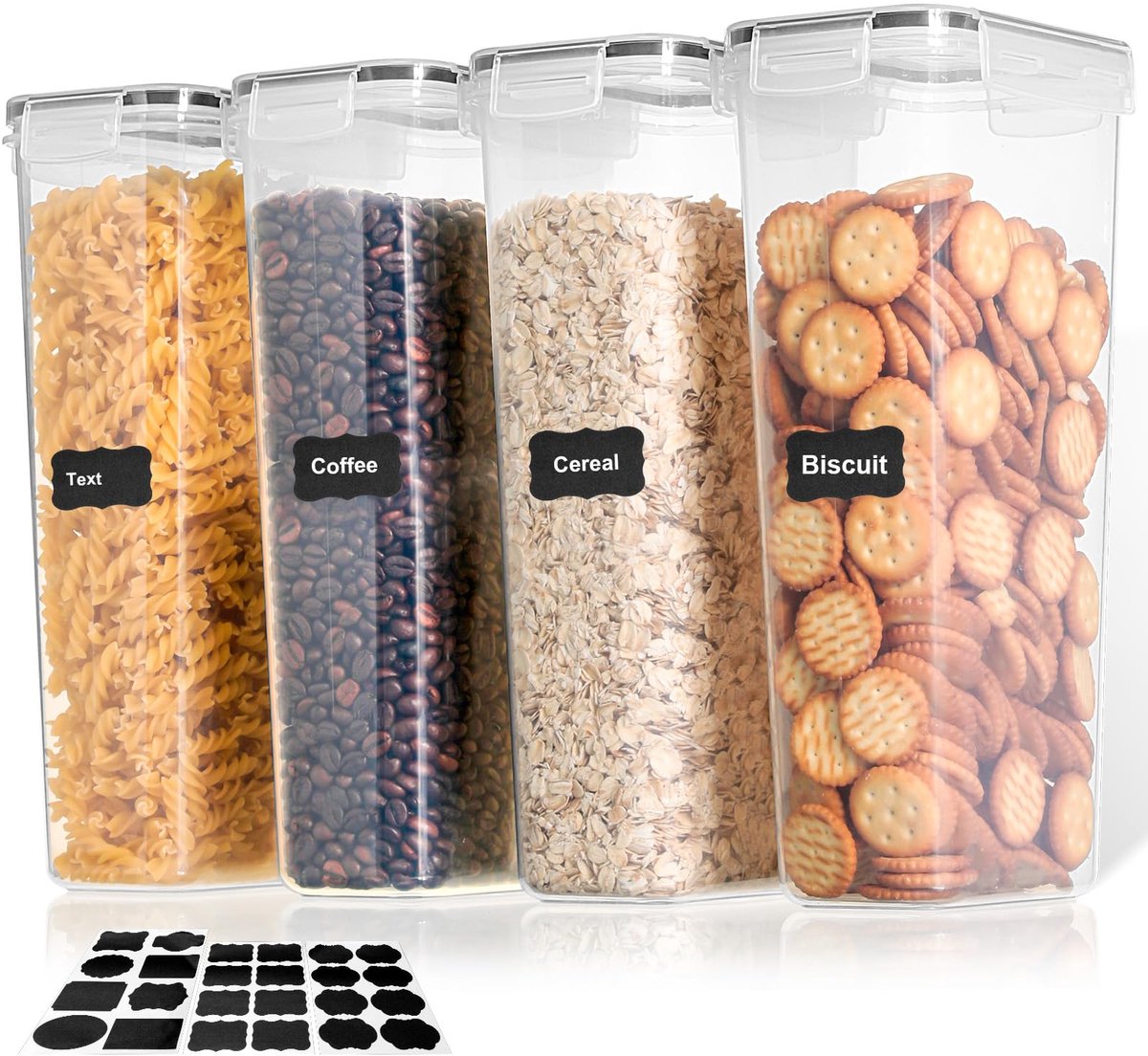 Unyqoos® Luchtdichte en BPA-vrije voorraadcontainers met deksel set van vier