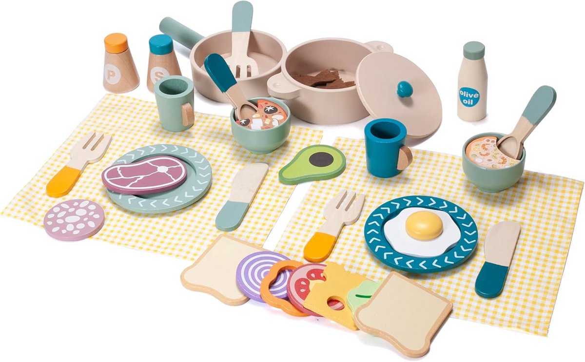 39-Delige Speelkeuken Accessoires Set met Speelgoed Voedsel voor Kinderen