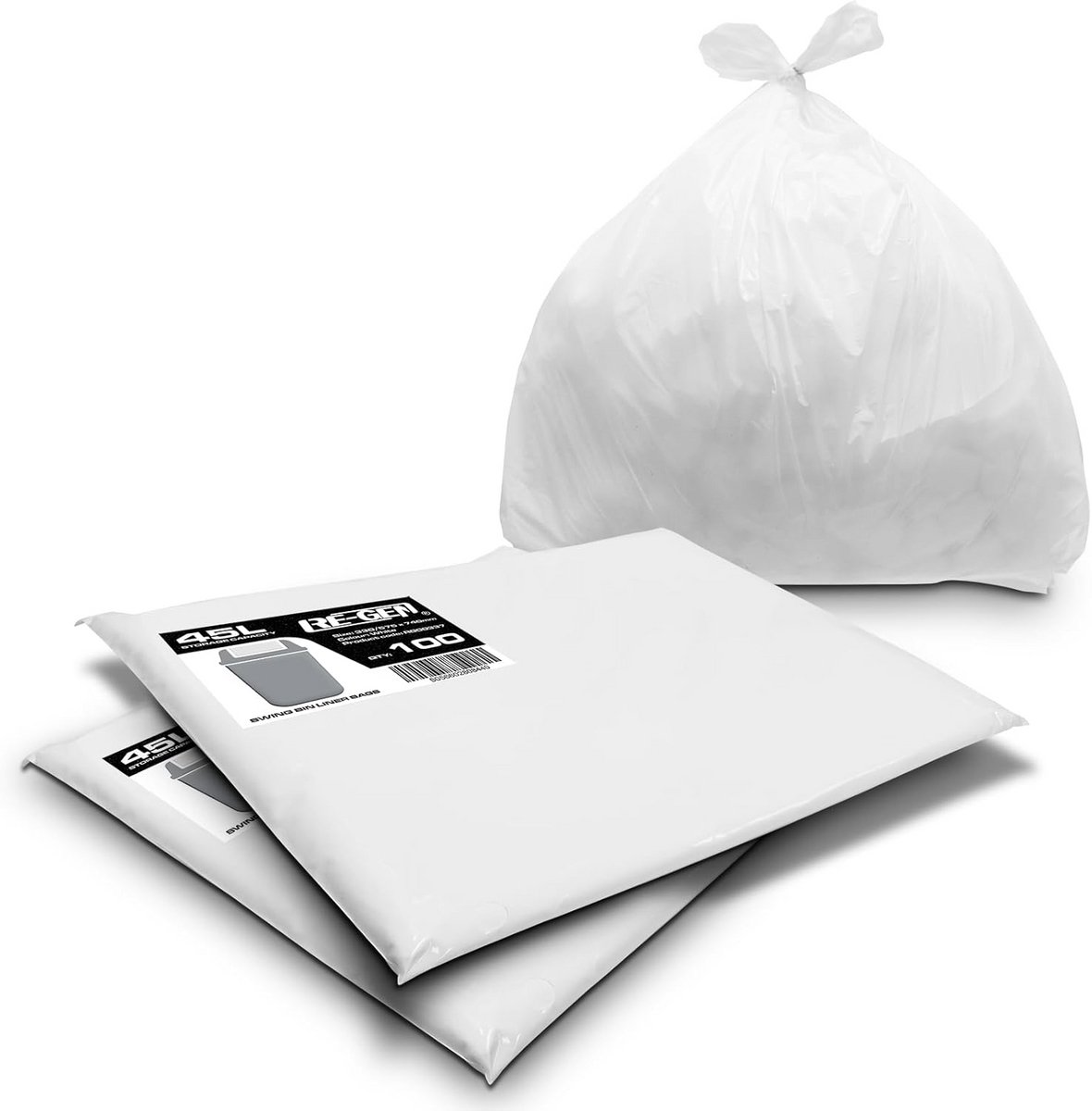 Extra Sterke 45 Liter Vuilniszakken Wit - Zwaar Gebruik Prullenbakzakken voor Keuken & Kantoor (200 Stuks)