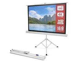 Pyle Projectiescherm met Statief – Handmatig Oprolbaar Projectiescherm met Auto Lock – 50 Inch, Draagbaar