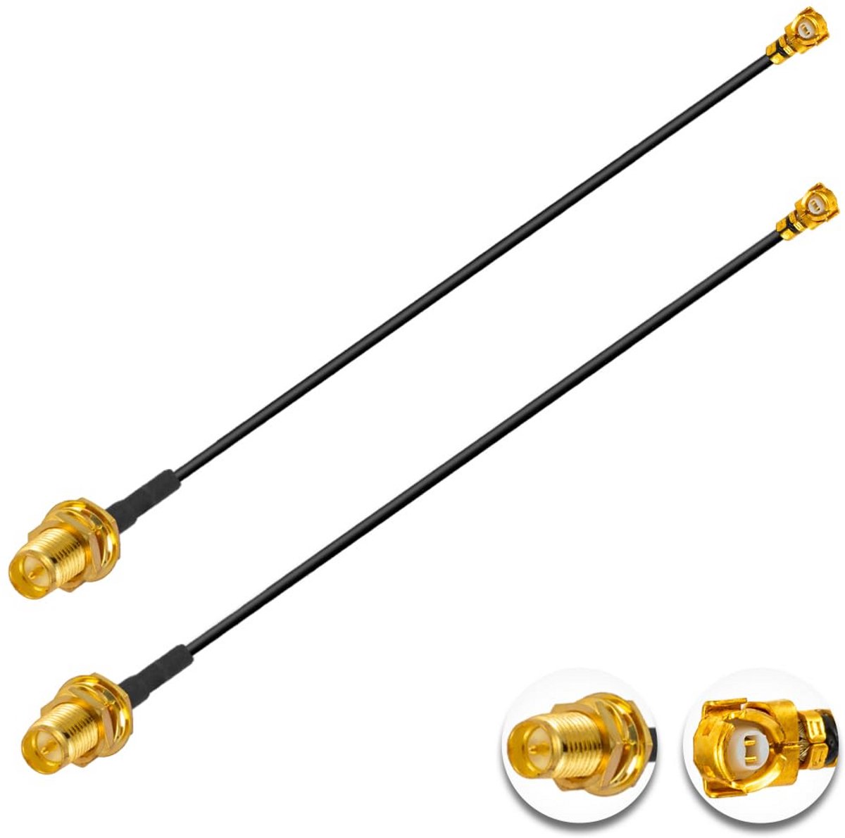 2 Stuks Rechte Antennekabel Adapter voor WiFi Routers en Netwerkkaarten 6 inch