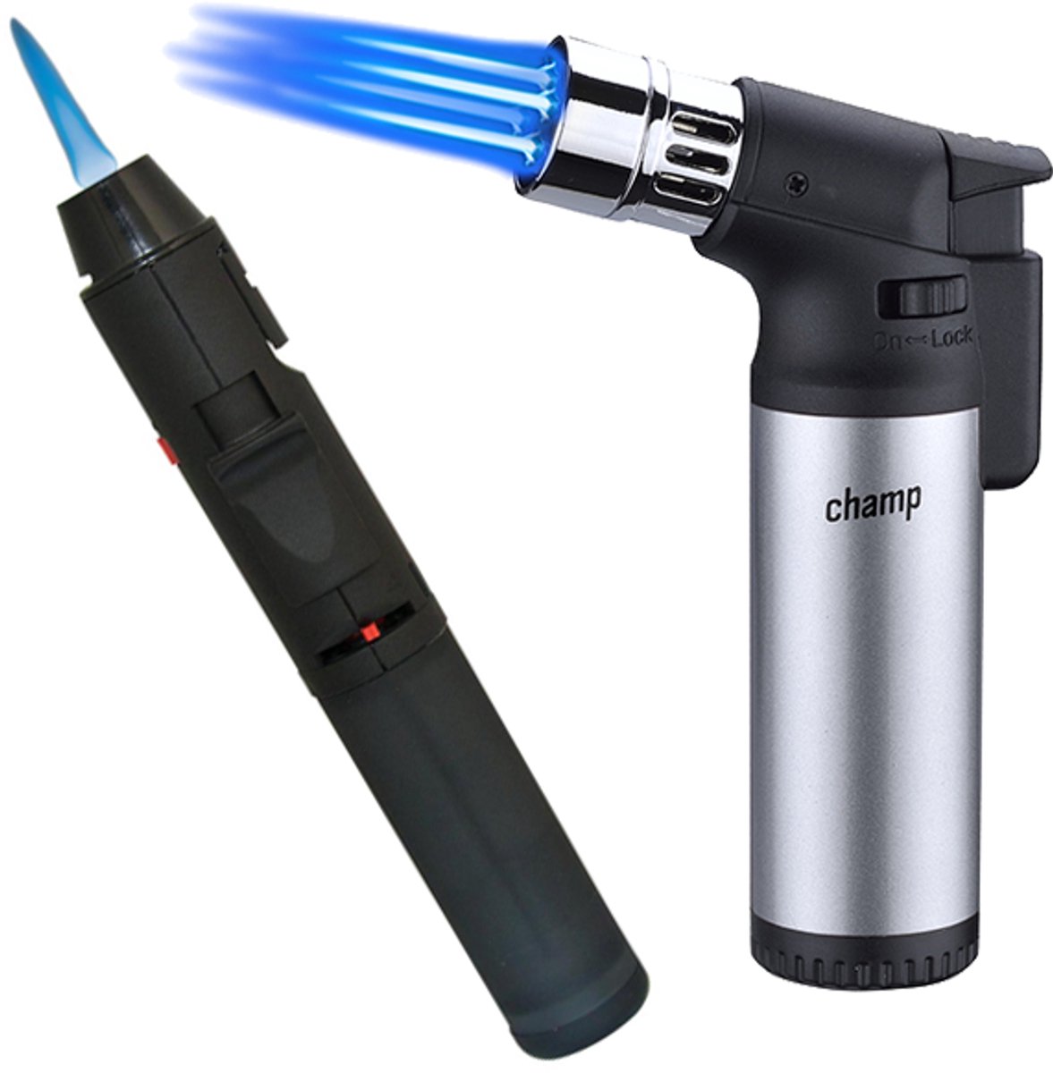 Pen Torch Black Turbo + Champ Quattro Torch Zilver