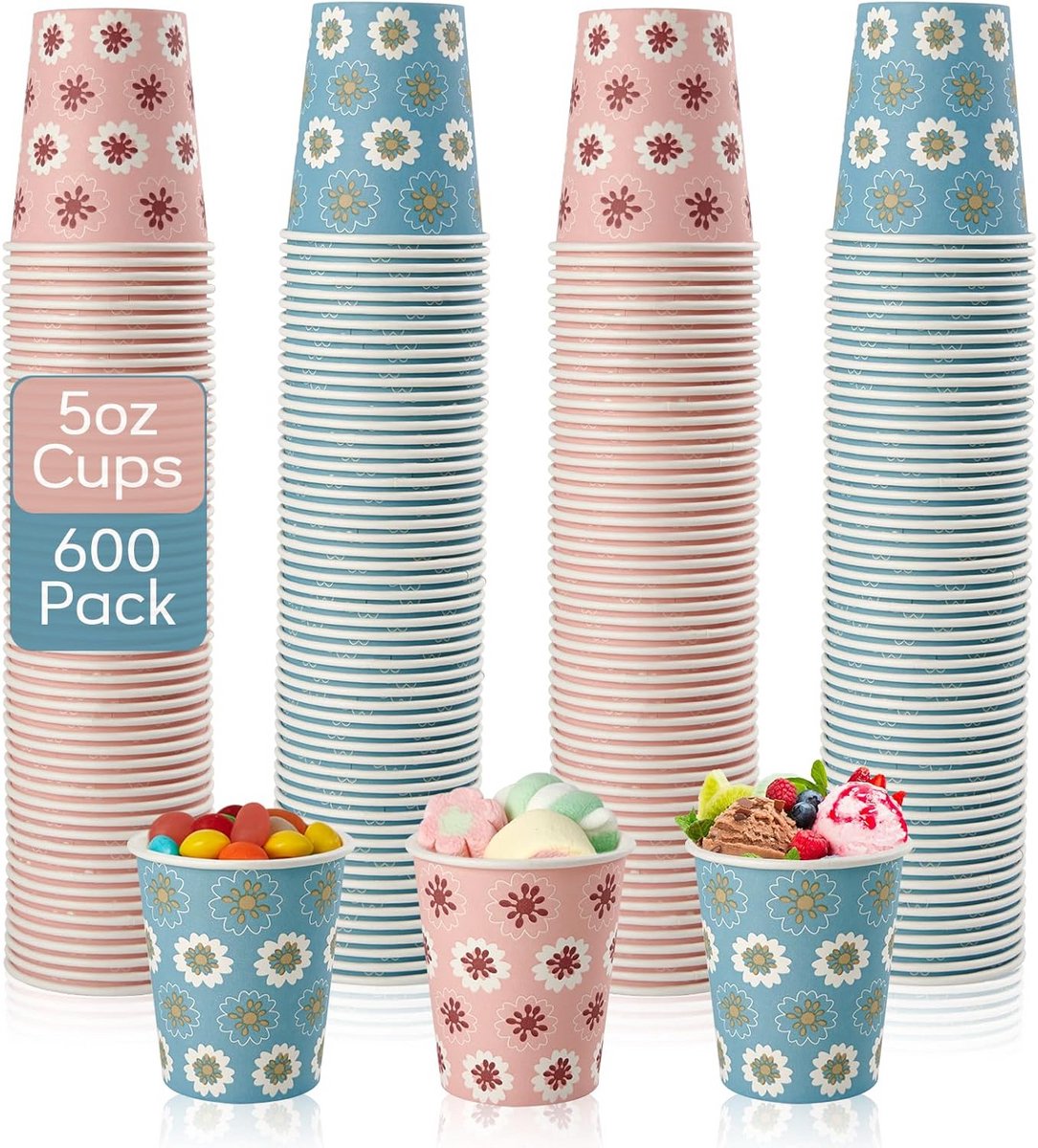 600 Stuks Witte Papieren Bekers 140 ml - Wegwerp Drink- en Mondwaterbekers voor Feest, Reis & Evenementen