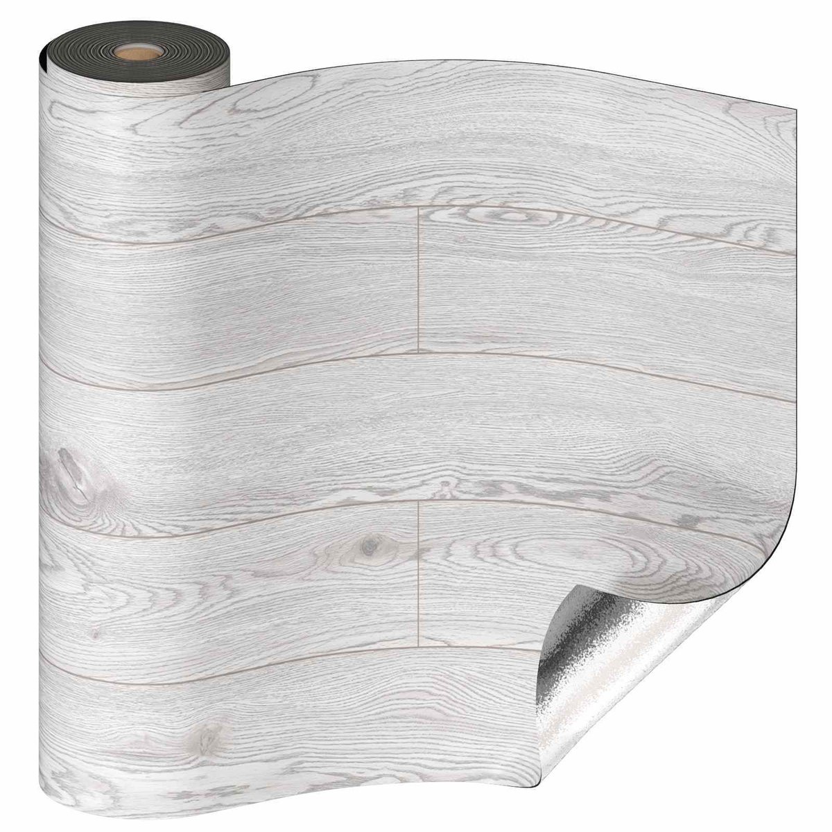 PVC-vloerbedekking Zelfklevend Verdikt (0,15 cm) Houtnerf Vloersticker met textuur, slijtvast, waterdicht, houten plaat Vinylvloer voor keuken, woonkamer, balkon 0,6 x 10 m/6 m² Lichtgrijs