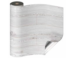 PVC-vloerbedekking Zelfklevend Verdikt (0,15 cm) Houtnerf Vloersticker met textuur, slijtvast, waterdicht, houten plaat Vinylvloer voor keuken, woonkamer, balkon 0,6 x 10 m/6 m² Lichtgrijs