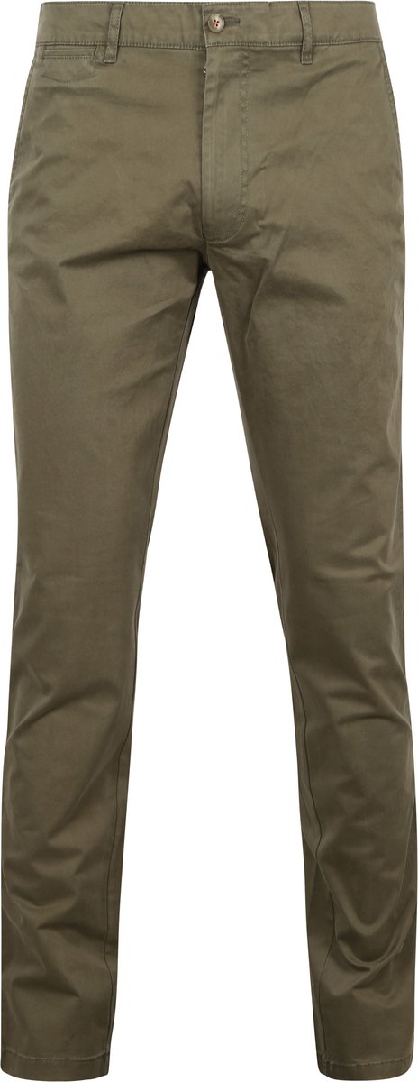 Suitable Chino broek Plato Olijfgroen - Maat 102 - Heren - Mannen broeken