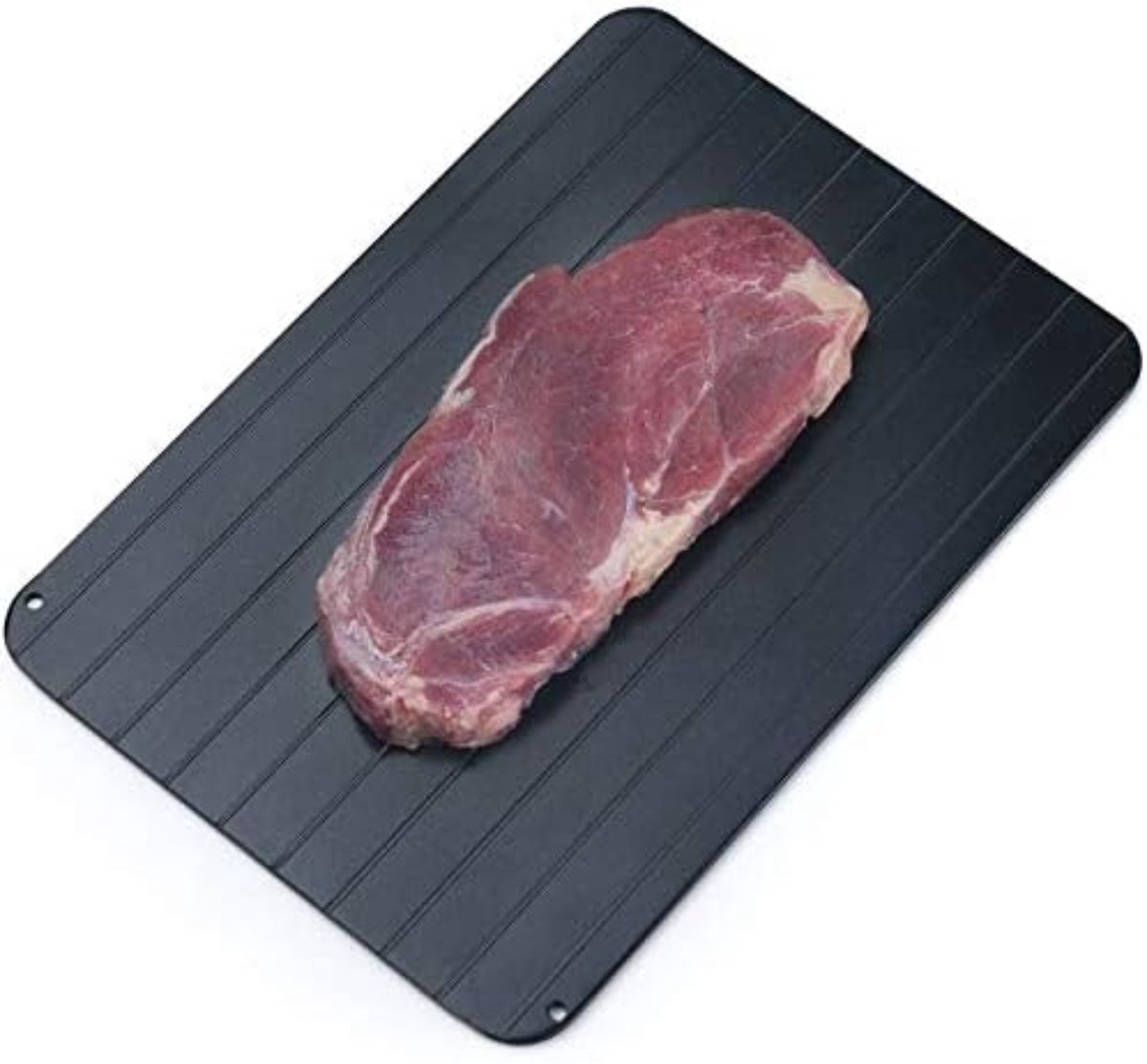 Plaat voor snel ontdooien van levensmiddelen, met gleuf en 4 matten – zonder stroom, magnetron, warm water/snel ontdooien, geschikt voor vis/vlees, diepvriesproducten (29,5 x 20,8 x 0,2 cm)
