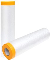 Afdekfolie - 2 stuks - Met plakband - Afplakband en Afdekfolie - Bouwfolie - Vloer bescherming - Verf afdek zeil / folie scherm voor meubels / ramen / deuren / vloeren - 55cm*15m rol - Transparant