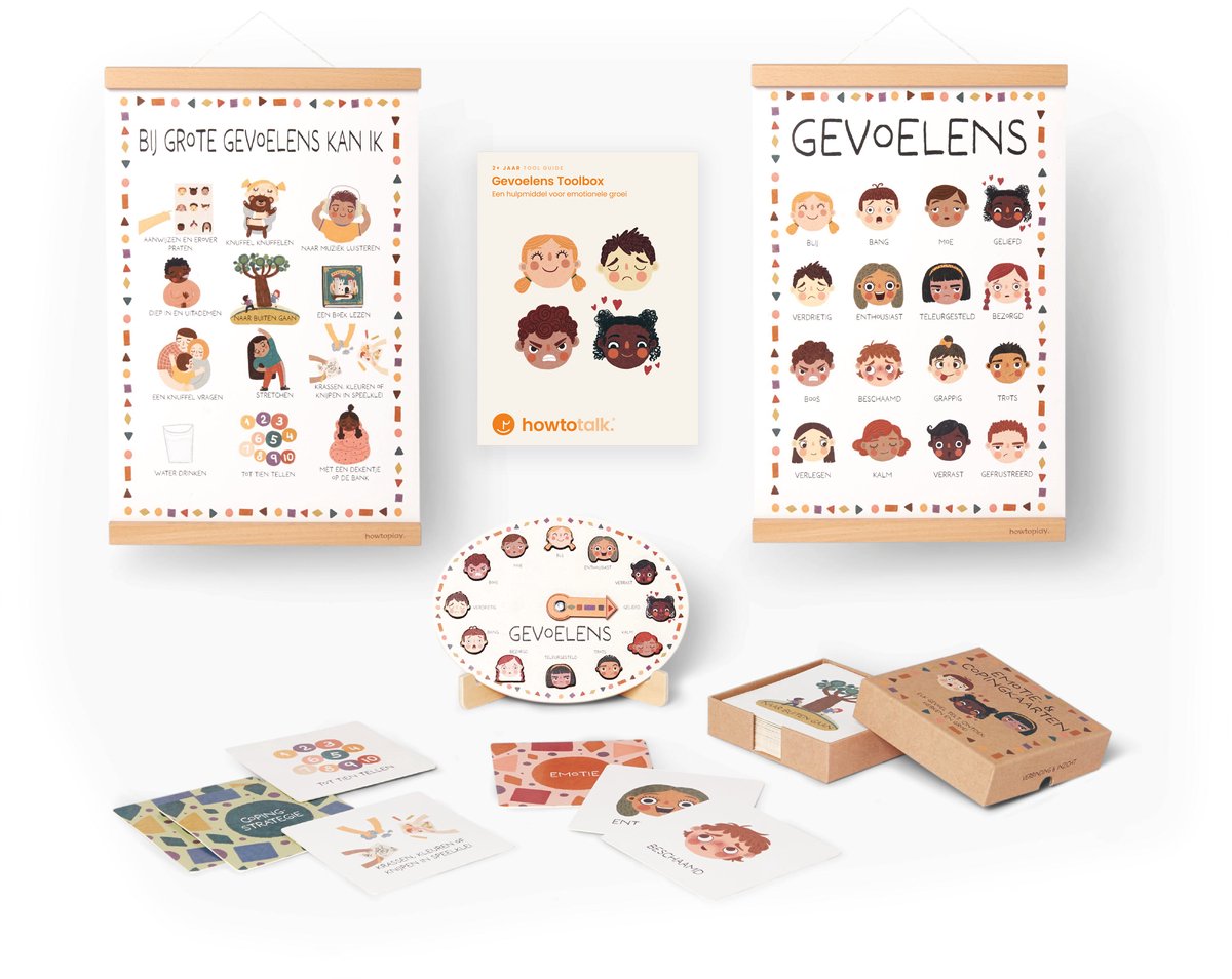 Howtoplay Gevoelens Toolbox - Emotiewiel & Emotieposter voor kinderen vanaf 2 jaar