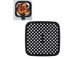 1 stuk Zwarte vierkante Airfryermat - Antiaanbaklaag voor eenvoudig schoonmaken - Kookmat - Hittebestendige bakmat - 190*190*1,4 mm - Geschikt voor koken en bakken in de Airfryer thuis - Zwart.