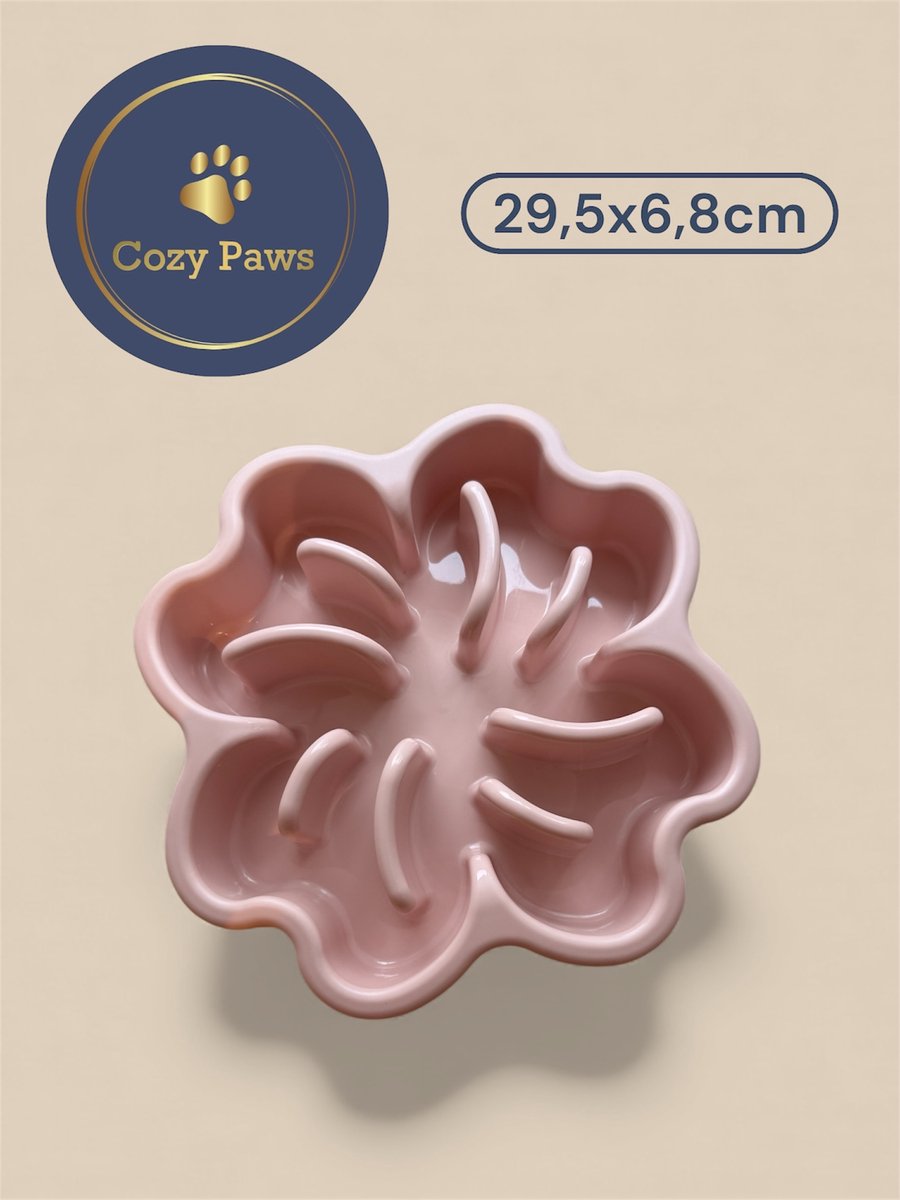 Cozypaws® Slowfeeder Hond & Kat - Antischrok Voerbak - Anti-schrokbak - Antislip - Vaatwasserbestendig - Groot - Roze