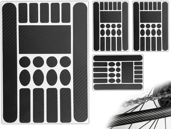 3 pièces Autocollants de vélo - Film de protection de vélo - Film de protection de cadre - Autocollant de vélo résistant aux rayures - Autocollants de vélo en carbone - Protection de vélo - Convient aux vélos de montagne - Zwart - PVC