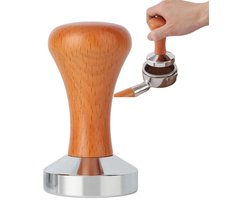 1 stuk Donkere koffietamper - Comfortabel handvat van massief hout - Koffiepoederhamer - Espressotool - 58*58*86mm - Geschikt voor koffieliefhebbers die espresso maken - Bruin.