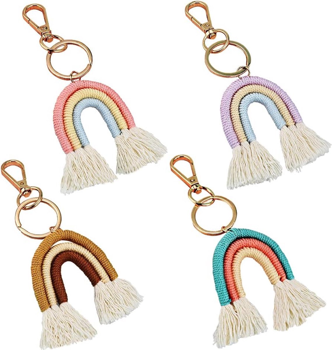 Stunq® Charmante Boho Regenboog Sleutelhanger Met Katoenen Kwasten Voor Diverse Toepassingen
