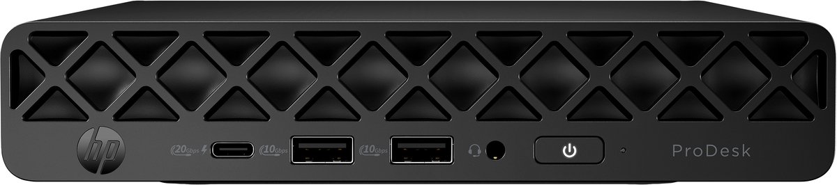 HP ProDesk 4 G1i AI - Mini Core Ultra 5 225T / tot 4.9 GHz - RAM 16 GB - SSD 512 GB - NVMe - Intel Graphics - Gigabit Ethernet, IEEE 802.11ax (Wi-Fi 6E), Bluetooth 5.3 - Win 11 Pro FRANS - monitor: geen - toetsenbord: FRANS - jackzwart - Smart Buy