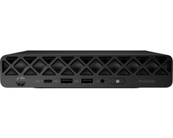 HP ProDesk 4 G1i AI - Mini Core Ultra 5 225T / tot 4.9 GHz - RAM 16 GB - SSD 512 GB - NVMe - Intel Graphics - Gigabit Ethernet, IEEE 802.11ax (Wi-Fi 6E), Bluetooth 5.3 - Win 11 Pro FRANS - monitor: geen - toetsenbord: FRANS - jackzwart - Smart Buy