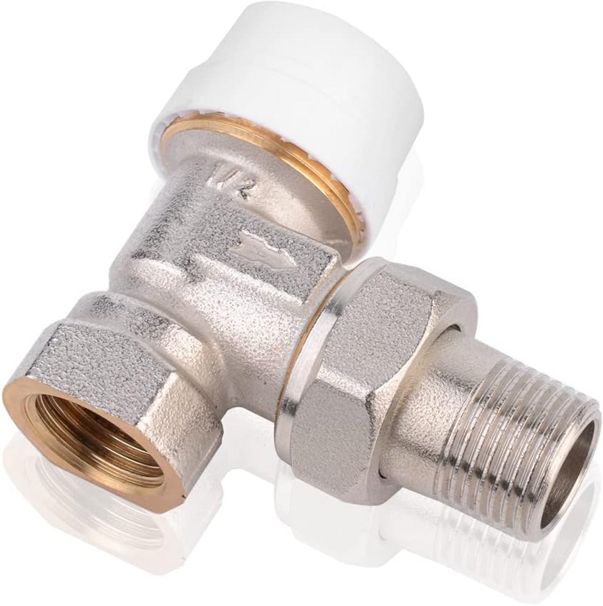 Hoek Radiatorkraan 1/2 inch Haaks voor Zijdelingse Aansluiting en Draadloze Thermostaatkop