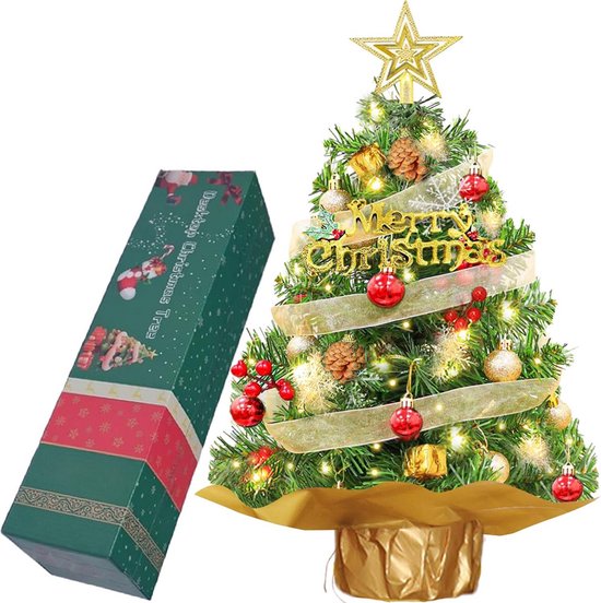 Fiber Optic Kerstboom/kunst Kerstboom Met Knipperende Verlichting En Piek Ster 60 Cm