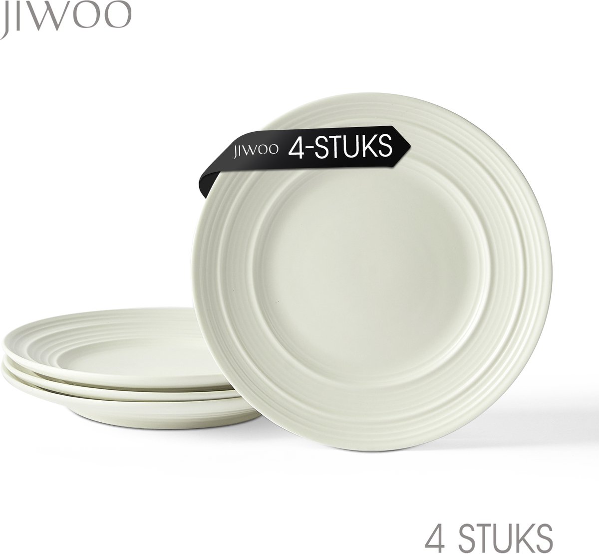 Dinerborden set van 4 (Ø21,4cm / 8,5inch), Ontbijtborden, Pastaborden, Pizzaborden, serviesset 4 persoons, Geschikt voor restaurants, hotels, banketten, familiefeesten, en picknicks, Magnetron-vaatwasserbestendig, Keramiek