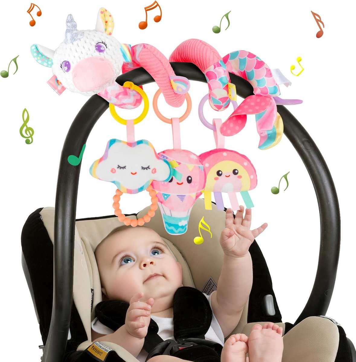Activiteitenspiraal Speelgoed voor Baby's - Muziek en Knuffel voor Kinderwagen en Autostoel