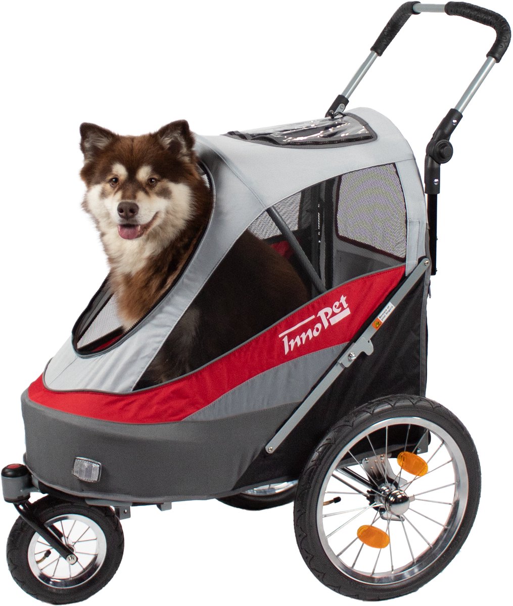 InnoPet Sporty Dog Trailer Deluxe - Hondenfietskar - Rood/Lichtgrijs - 86x60x112cm