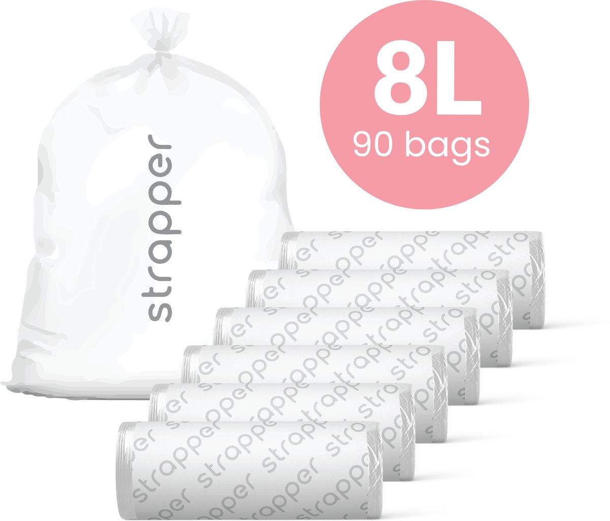 Strapper 90 Odor Lock Afvalzakken 8L - Geschikt voor luieremmers van Chicco en We-Too - 90 Stuks