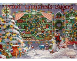 Ravensburger puzzel Merry Christmas Shoppe - 500 stukjes kerstpuzzel.