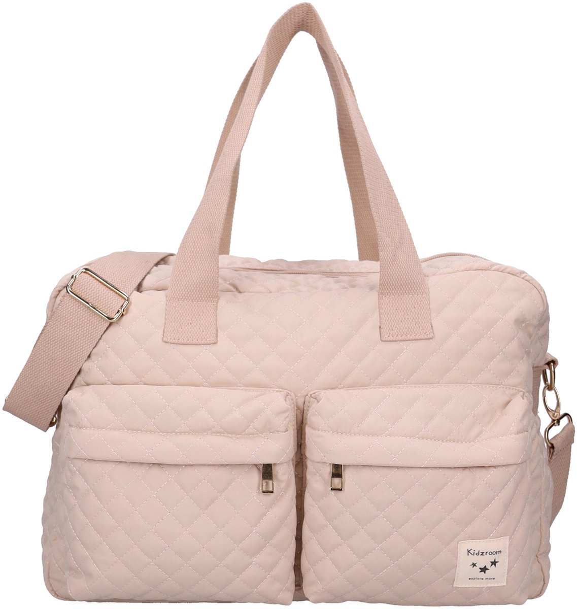 Kidzroom Calm Embrace Luiertas - Beige - 28 x 40 x 16 cm - Verschoonmatje - Verstelbare schouderband - Ophanglussen kinderwagen
