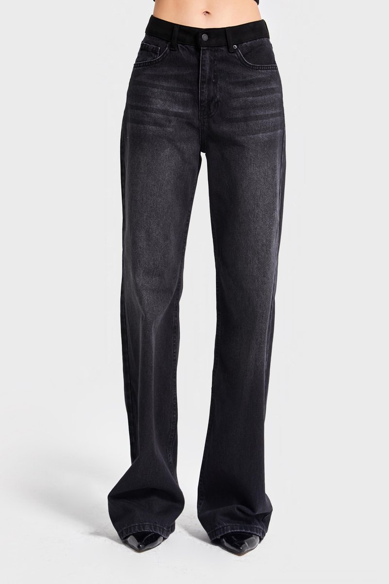 It's Basic - Wide Mid Rise Jeans - Slate