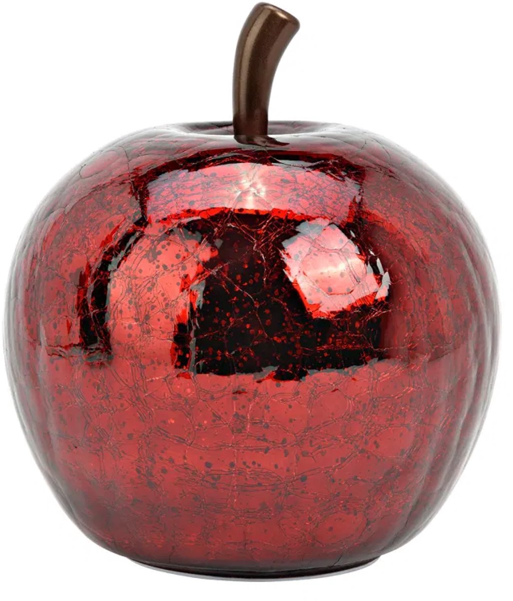Appel met 30 LED's gemaakt van glas, metallic rood (B/H/D) 22x24x22cm met 6/18 timer op batterijen 3xAA niet inbegrepen