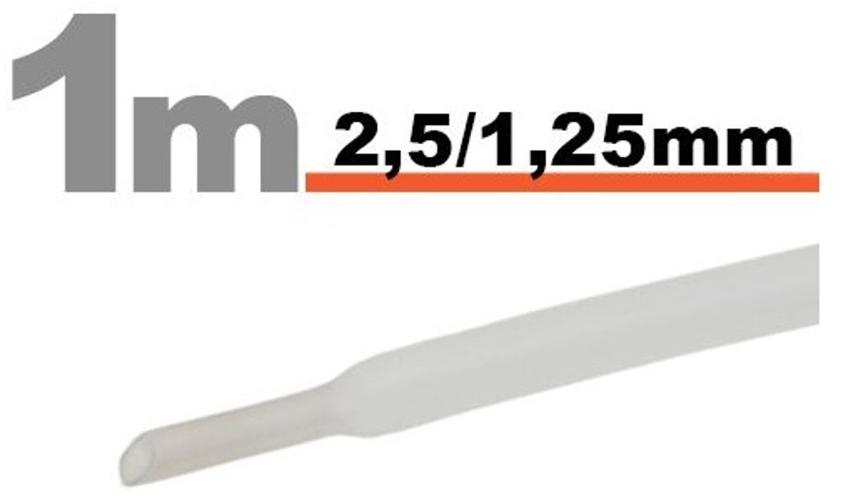 20× 1 Meter Krimpkous Transparant 2,5 / 1,25 mm – 20 Stukken Van 1 Meter – Warmtekrimpbuis Voor Isolatie En Kabelbescherming – Geschikt Voor Elektrische Installaties En Reparaties [11020T]