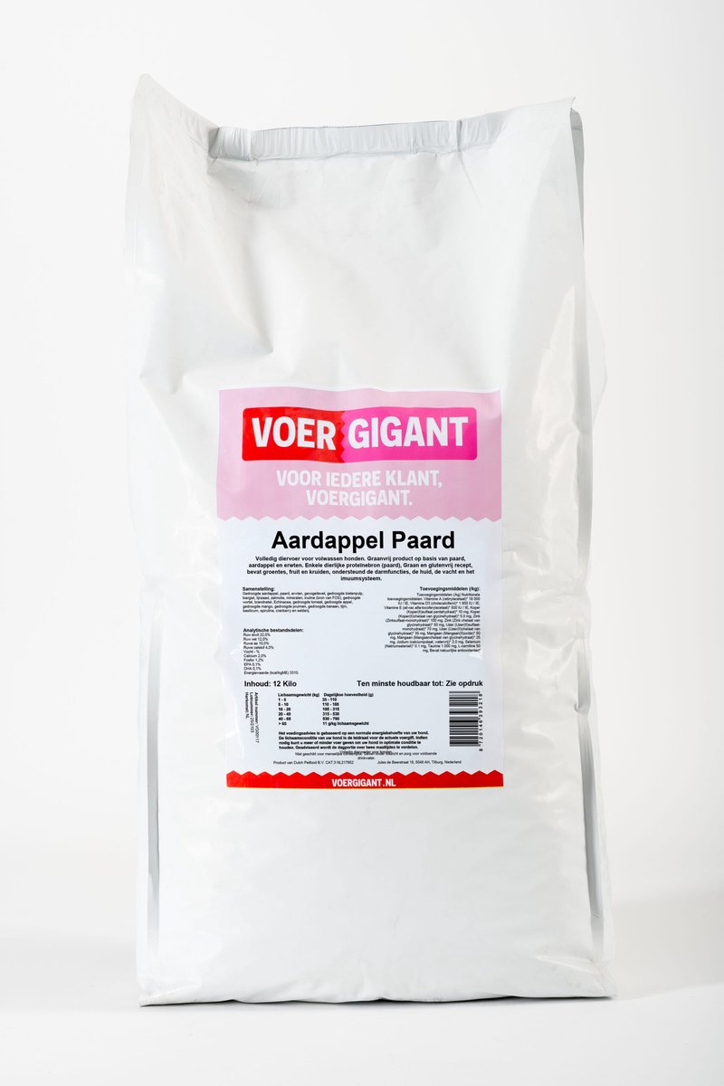 Voergigant Voergigant - Hondenvoer - Aardappel & paard - 12 kg