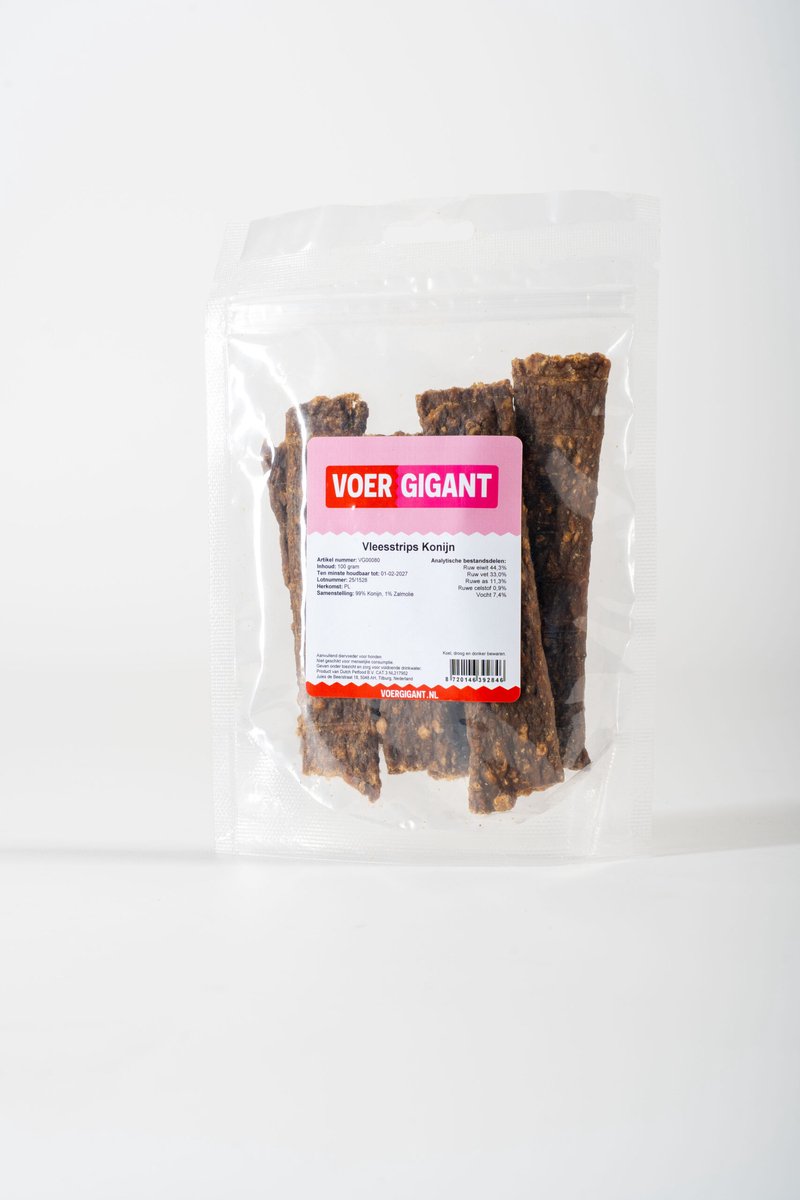 Voergigant - Vleesstrips - Konijn - 100 g