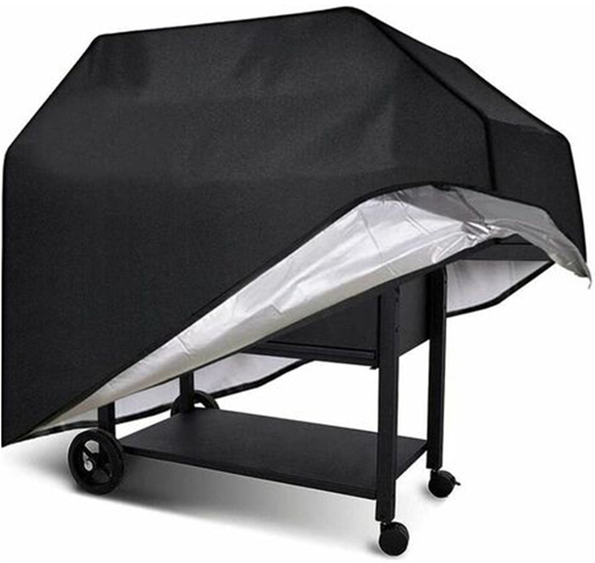 Gigicial Grillhoes - Hoes Voor Barbecuekar - Waterdicht & UV-Bestendig Met Zilveren Binnenlaag - 1 Stuk - Algemeen Gebruik Zwart