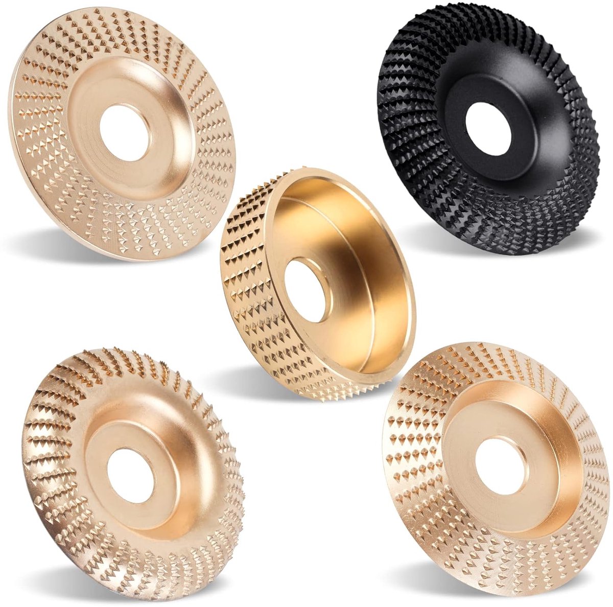 5-Delige Set Slijpschijven voor Haakse Slijpers - Compatibel met Haakse Slijpers van 4 en 4,5 Inch - 5/8 Inch Asgaten - Geschikt Voor Houtfreesmachines en Stronkenfrezen