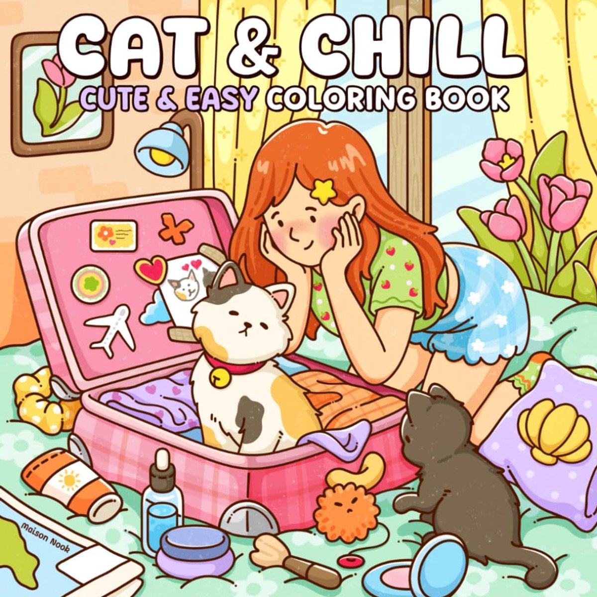 Cat & Chill: Kleurboek voor Volwassenen en Tieners met Schattige en Licht Hartverwarmende Momenten voor Ontspanning (Cute & Easy Coloring) – Paperback – 12 januari 2026