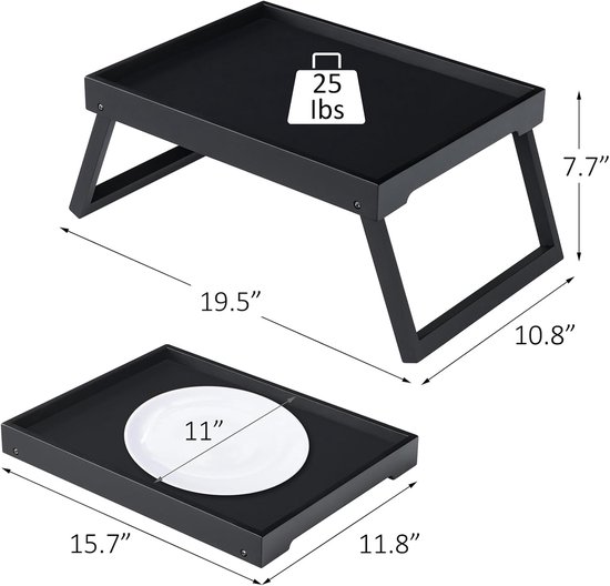 Opklapbare tafel - Campingtafel - Draagbare opklapbare tafel - Kan gebruikt worden als eettafel, tv-tafel, laptoptafel, snacktafel, banktafel of werktafel - Zwart — afbeelding 2