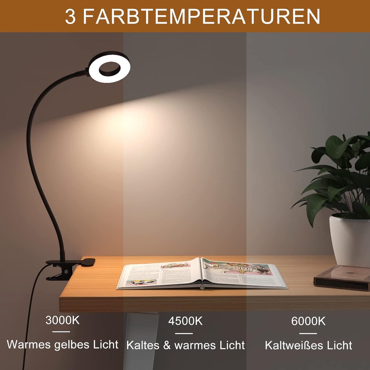 Kraftverdia Bureaulamp LED Dimbaar - LED leeslamp thumbnail 3