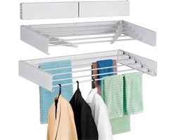 Livista Opvouwbaar Wanddroogrek – 100x50x10.5 cm – Aluminium – Stevig en Ruimtebesparend – Voor Binnen & Buiten – Wit