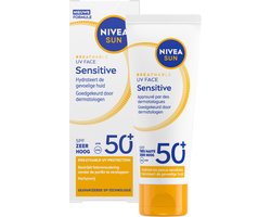 NIVEA SUN UV Face Senstive SPF50+ Zonnebrand Gezicht - Voor de Gevoelige Huid - Ademende, Niet Vette Formule - Parfumvrij - 40ml